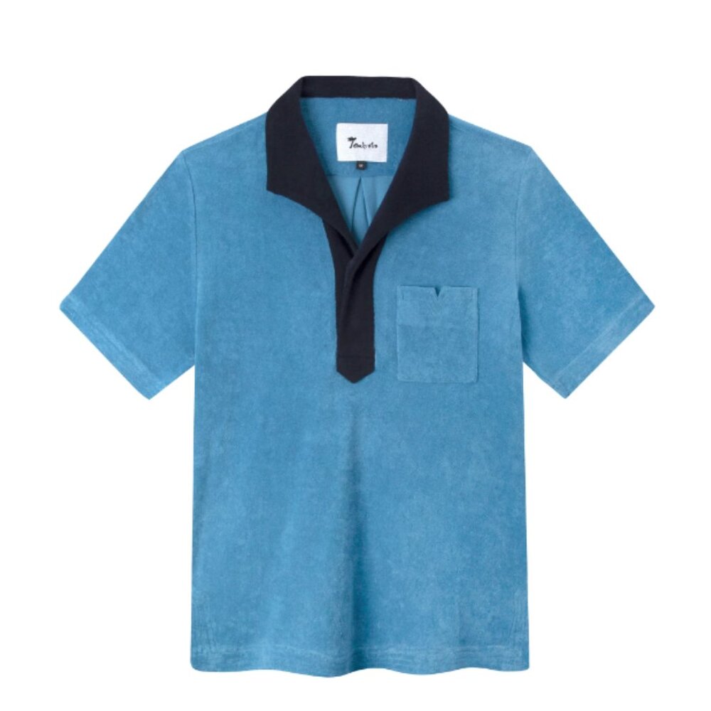 Tombolo Polo Blue Terrycloth Cabana Shirt - Size Medium